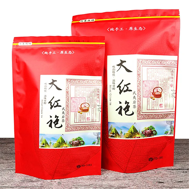 250g/500g Chinese Big Red Robe Tea Set Zipper Bags Wuyi Da Hong Pao Recyclable Sealing Packing Bag