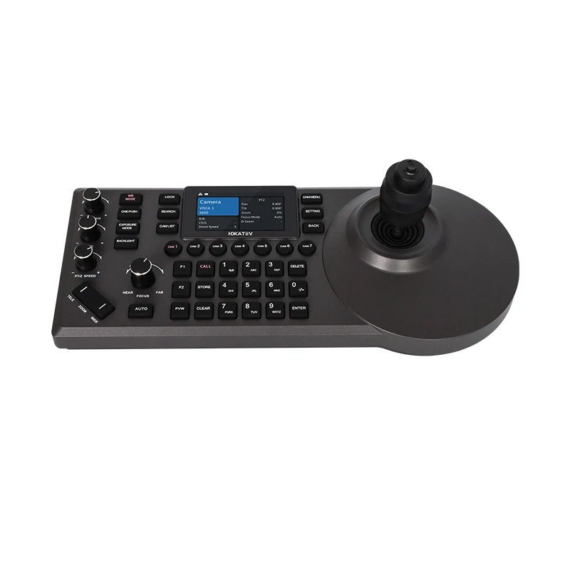 

PTZ Camera Controller 4D Joystick PoE IP PTZ Keyboard Controller 5" LCD Screen For Live Streaming Meeting Church Education