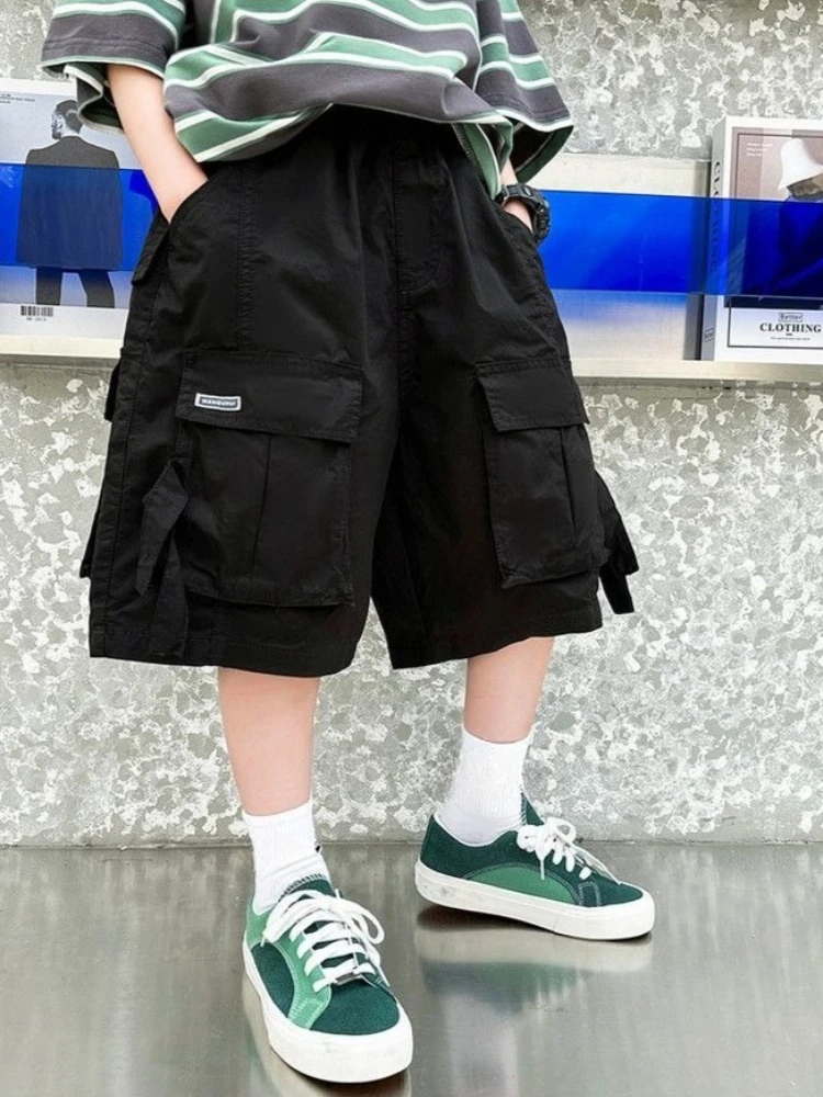 Boys Mid Length Cargo Shorts 2026 Summer New Casual Loose Fit Lightweight Outdoor 4