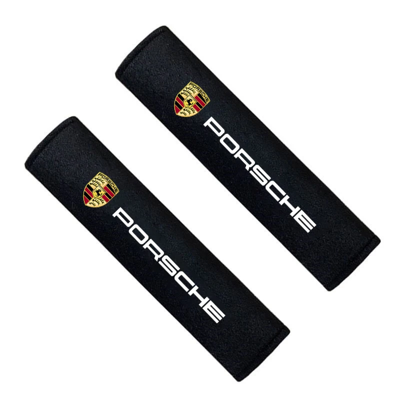 2PC Car Seat Belt Pad Safety Strap Shoulder Cover Mat For Porsche 911 718 Cayenne Cayman Panamera Macan Taycan Boxster Accessory