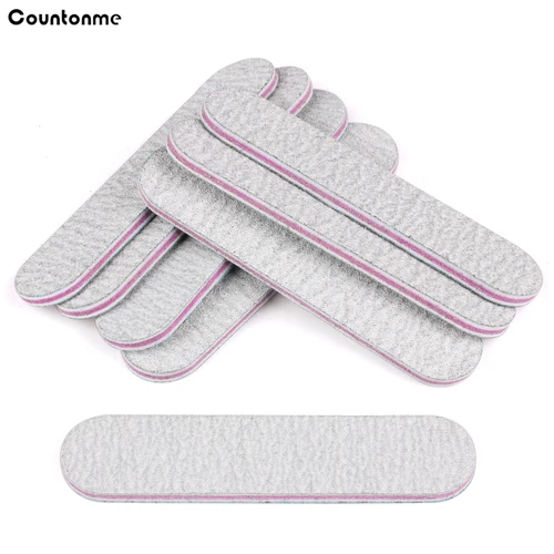 Imagen 1 del producto 100 Uds. Mini limas grises para decoración de uñas, limas pulidoras de uñas de Gel, papel de lija de doble cara, suministro de herramientas de decoración de uñas rectas de 9*2cm