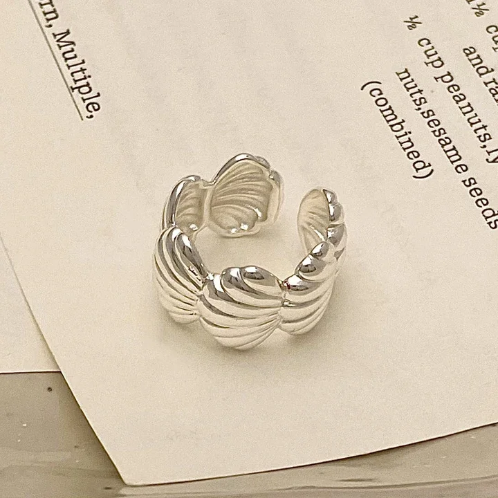 Real 925 Sterling Silver 18K Gold Shell Rings for Women Minimalist Trendy Fine Jewelry Animal Opening Accessories in Summer