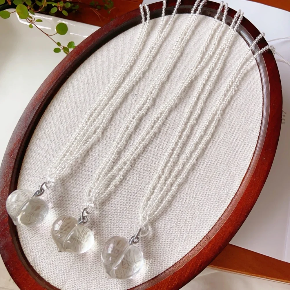 natural-clear-quartz-peach-necklace-clavicle-lady-fashion-jewelry-healing-fengshui-lucky-gift-1pcs