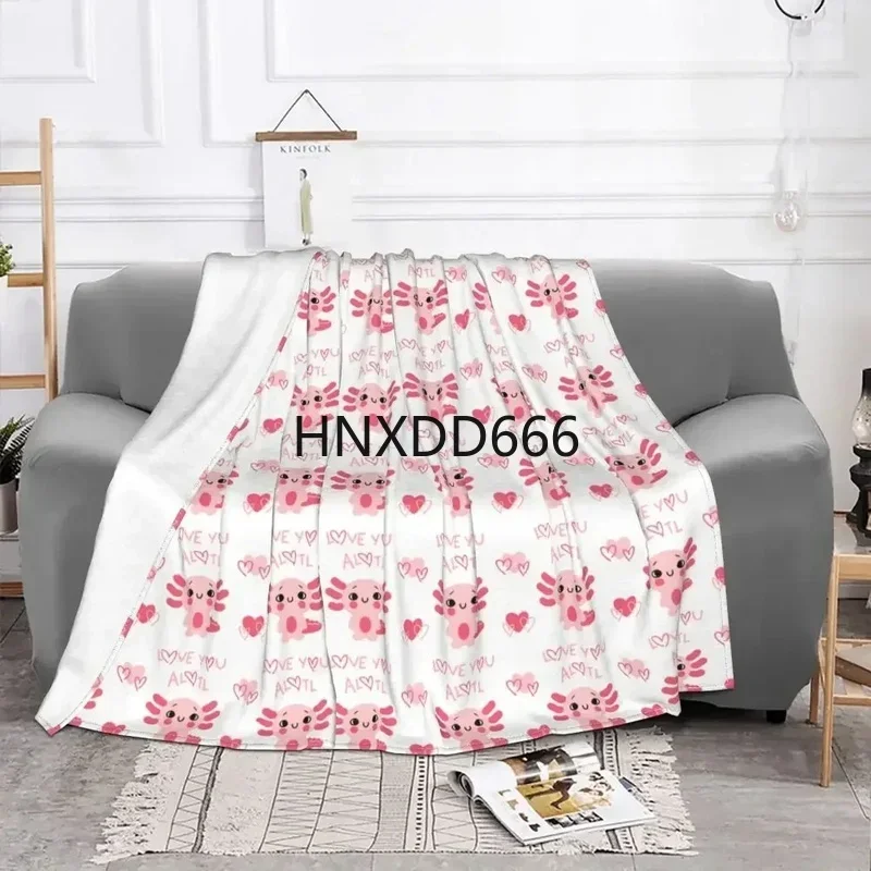 Axolotl Soft Flannel Blanket - Pink Breathable Throw for Home and Office Decoration