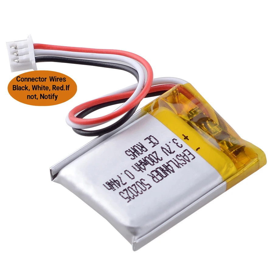 JST2.0mm 3Pin 3.7V 302025 402025 150mah 502025 602025 250mah 702025 802025 902025 Lithium Li Polymer Battery