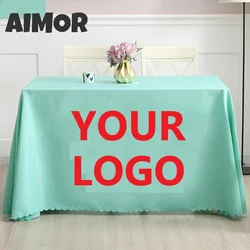 AIMOR Tablecloth Custom LOGO Factory Custom Exhibition Tablecloth Conference Table Cover Advertising Hotel Wedding Event Cloth