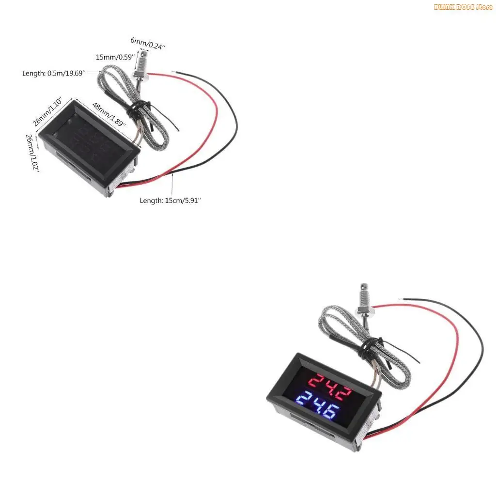 K1AE Digital Display High Temperature Thermometer K-Type Thermocouple Industrial Digital Thermometer for DC 4-28V