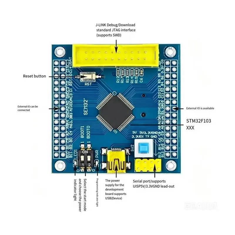 A53M-STM32F103RET6 STM32 Minimum System Development Board For Arduino Minimum System Board STM32F103C8T6 Upgrade Version