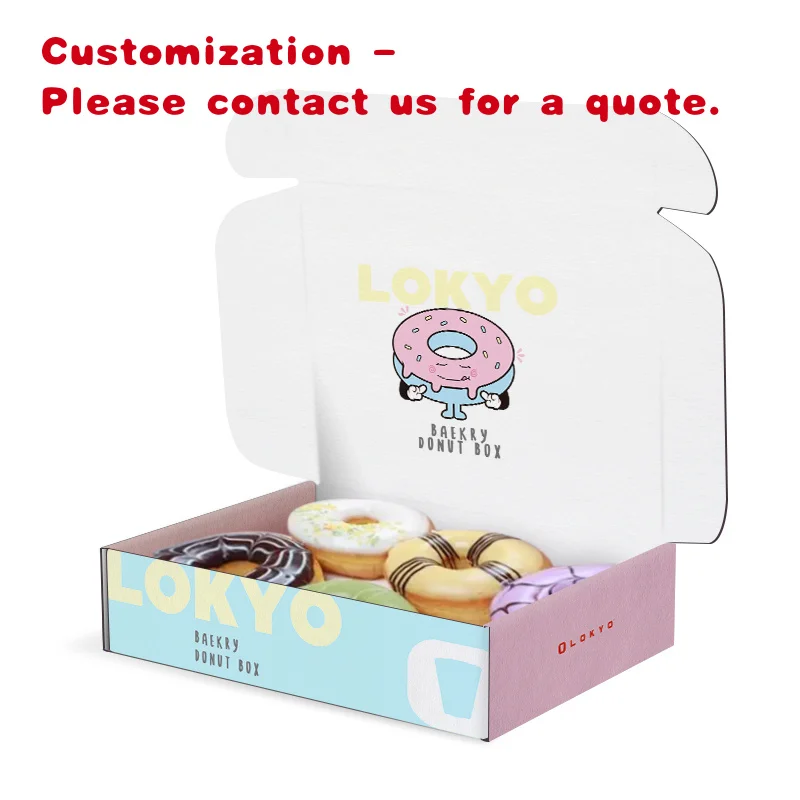 custom.LOKYO Food Grade 1 Piece Folding Custom Designs Dessert Packaging Donut Brownies Paper Box