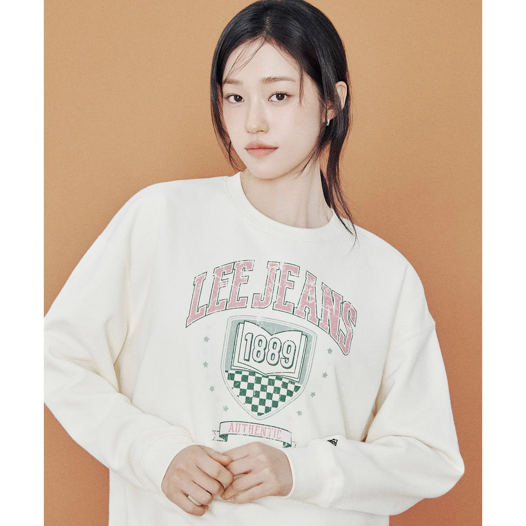 

Mimifa American Retro Print Pattern High am Weight 420g Sweatirt Loose Fit Ladies Casual Sle Long Sve round Ne