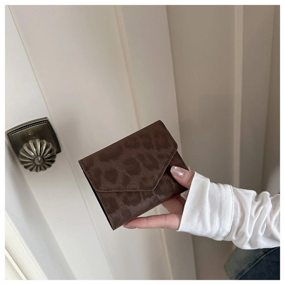 Fashion Leopard Print Card Holder Wallet Women PU Leather Slim Tri-fold Coin Purse Luxury Credit Card Case Multi-slot Mini Bag