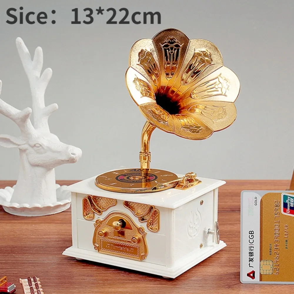 European-style Gramophone Model Music Box Gramophone Model Phonograph Shape Classical Phonograph Drawer Music Box Music Box