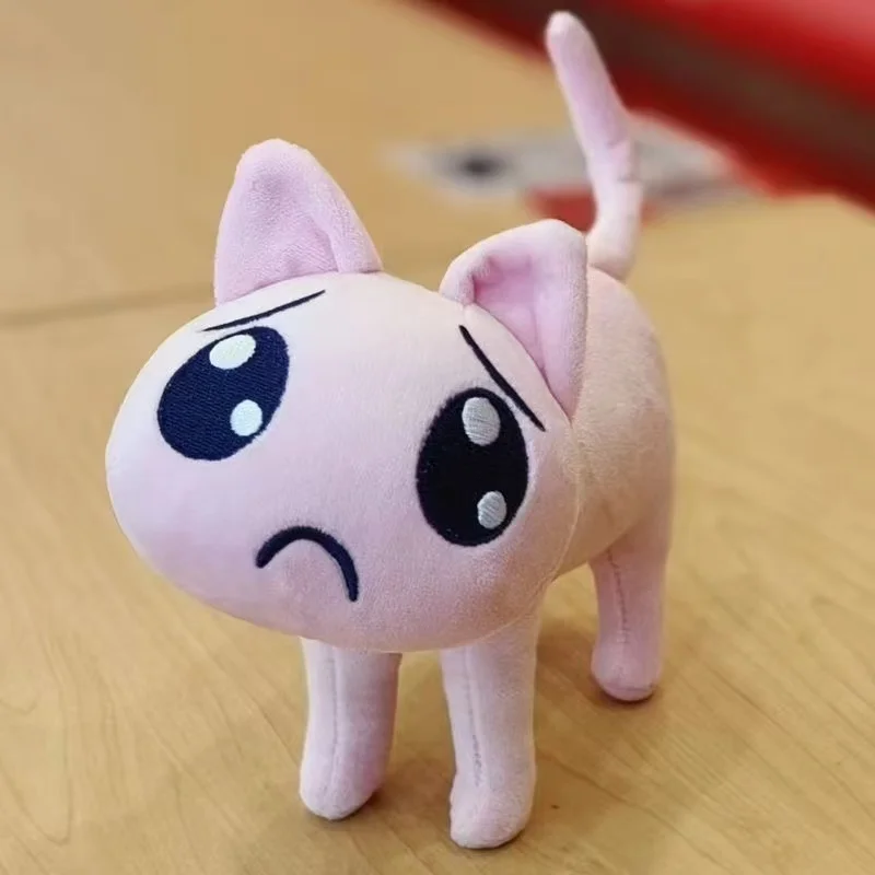جديد الكرتون الوردي حزين القط ألعاب من القطيفة Kawaii البسيطة غير سعيد القط الحيوانات أفخم دمية لطيف عيون كبيرة القط محشوة دمية بلوشي هدية حفلة