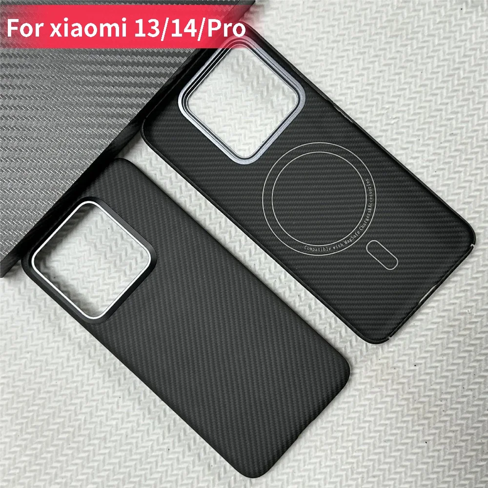 

Чехол из настоящего углеродного волокна для мобильного телефона Xiaomi 14pro 13 Pro, чехол Magsafe из арамидного волокна 600D для Xiaomi 14 13, твердый корпус с защитой от падения