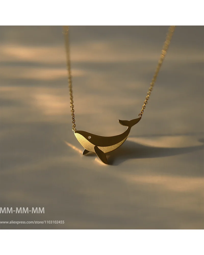 MM Titanium Steel Three-dimensional Necklace for cute Women Girls Cartoon Whale High Quality Jewelry Gift