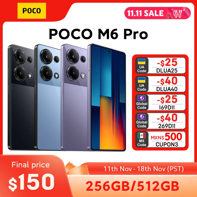 New POCO M6 Pro Global Version Smartphone NFC 256GB/512GB Helio G99 Ultra 64MP Camera with OIS 6.67'' 120Hz Flow AMOLED 67W