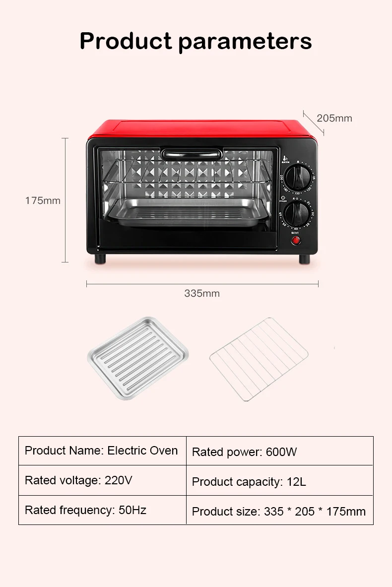 DMWD Household Electric Oven Mini Multifunctional Bakery Timer Toaster Biscuits Bread Cake Pizza Cookies Baking Machine 12L EU