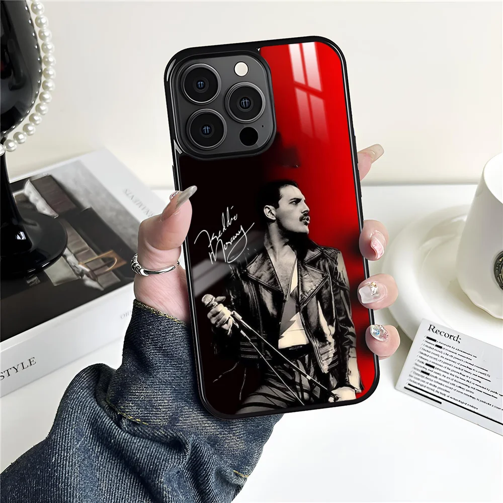 Casing Ponsel Queen F-Freddie Mercury untuk iPhone 16 15 14 13 12 11 Pro Xs Max Mini Plus Antiselip Funda Keras Tahan Benturan
