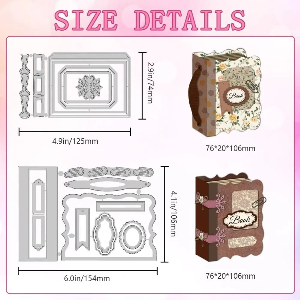 3D Mini Book Die Cuts Metal Cutting Dies Card Making Cutting Stencils Template for DIY Embossing Craft Paper Photo Album