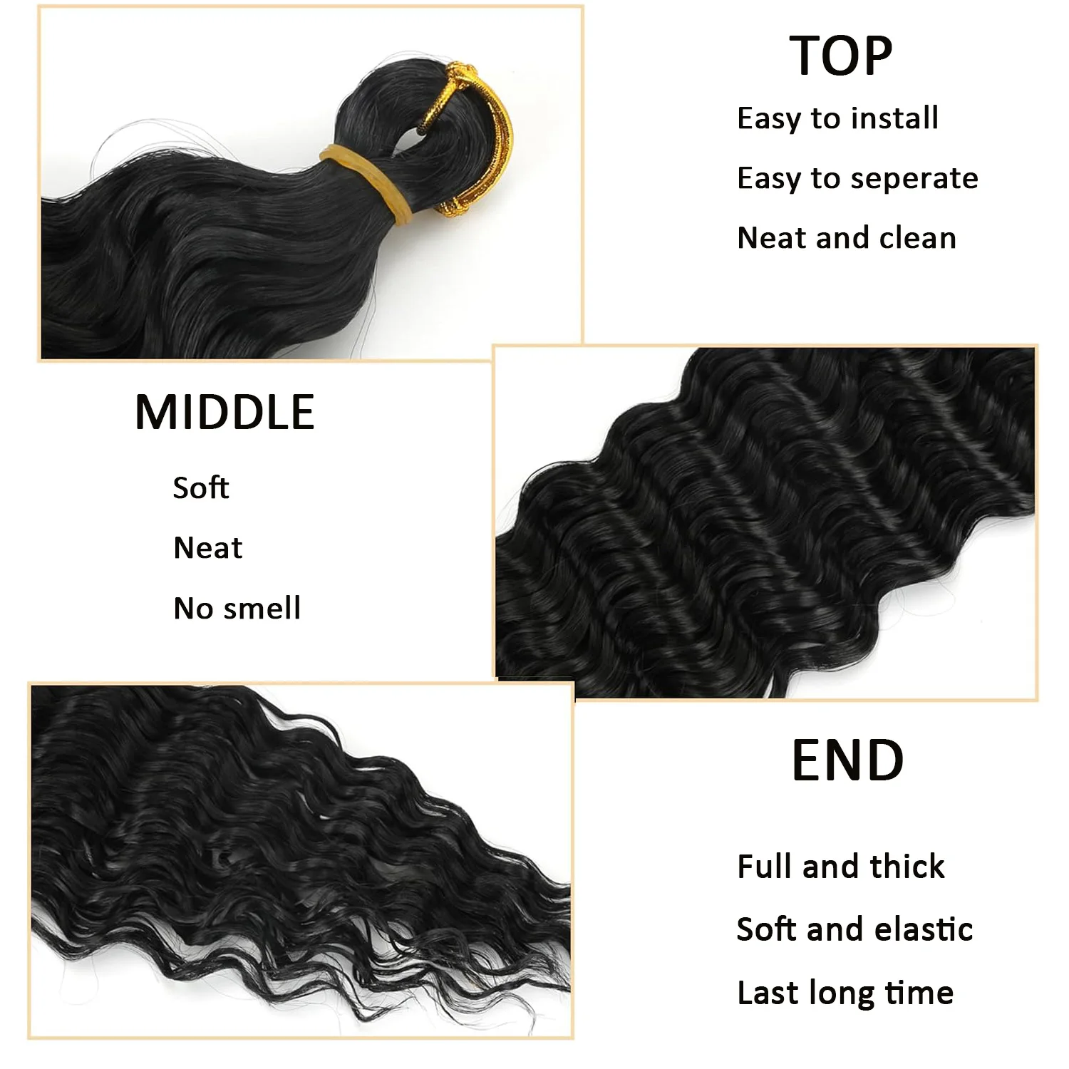 Capelli intrecciati a onde profonde Ombre Torsione profonda Capelli sintetici ondulati Evidenzia estensioni dei capelli ricci per trecce Capelli all'uncinetto con onde oceaniche