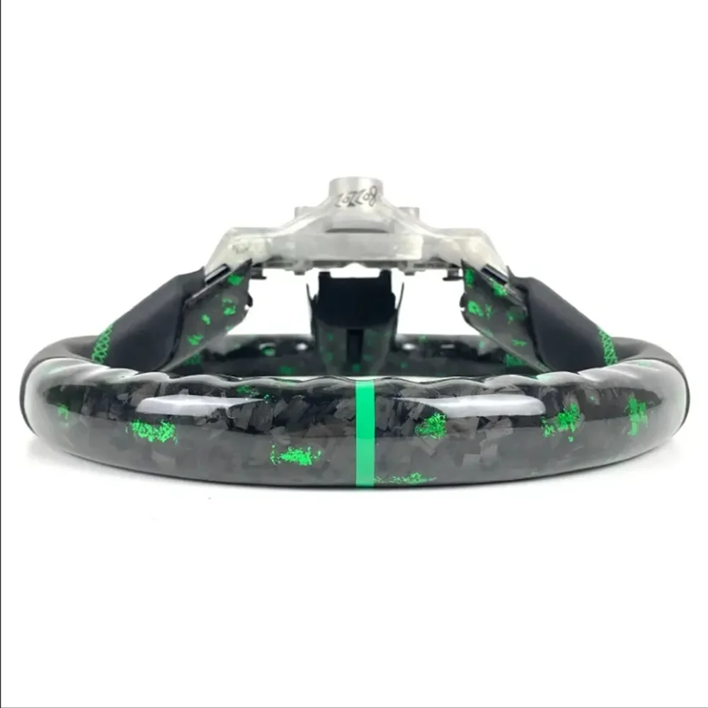 Green foil forged carbon fiber steering wheel for Ford Mustang 2015, 2016, 2017, 2018, 2019, 2020, 2021, 2022, Car Accessories