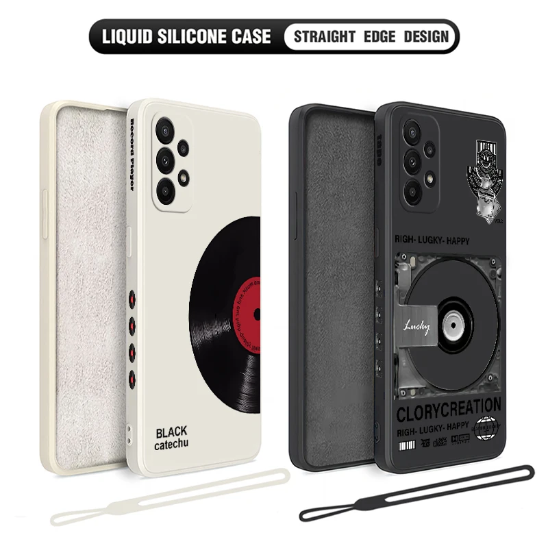 Luxury Design Record Tape Case For Samsung Galaxy S24 S23 S22 S21 S20 S10 Note 20 Lite Ultra Plus FE 4G 5G Cover With Hand Strap