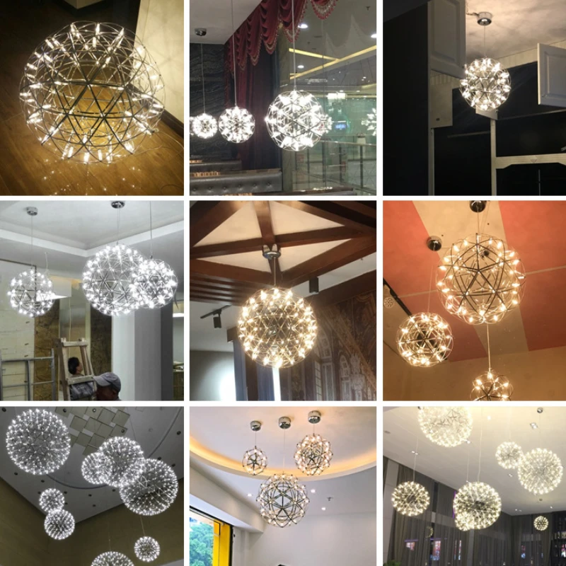 Modern Hanging Chandelier for Living Room Decor Dining Table Lighting Iron Ball Pendant Lights Hollow Out Design Home Decoration