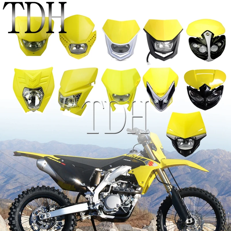 Enduro Motocross Headlight Plate for Suzuki DRZ RMX DR Kawasaki Universal Headlamp Dirt Bike Headlights Motorcycle Accessories