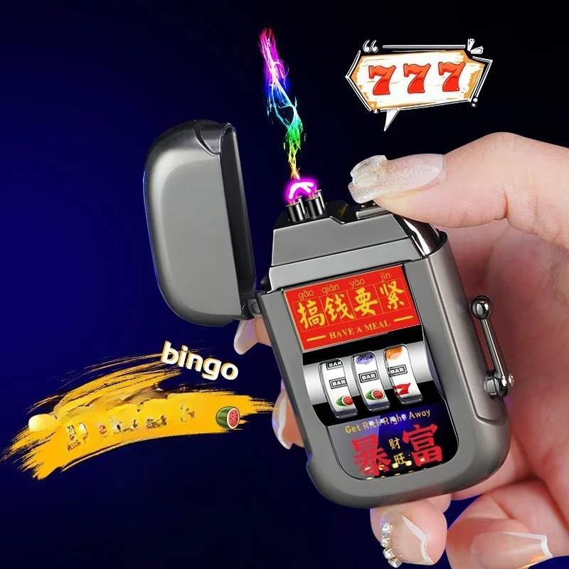 

Double Arc Metal Charging Windproof Lighter Joystick Decompression Lighter LED Display Type-C Fast Charging Men's High-end Gift