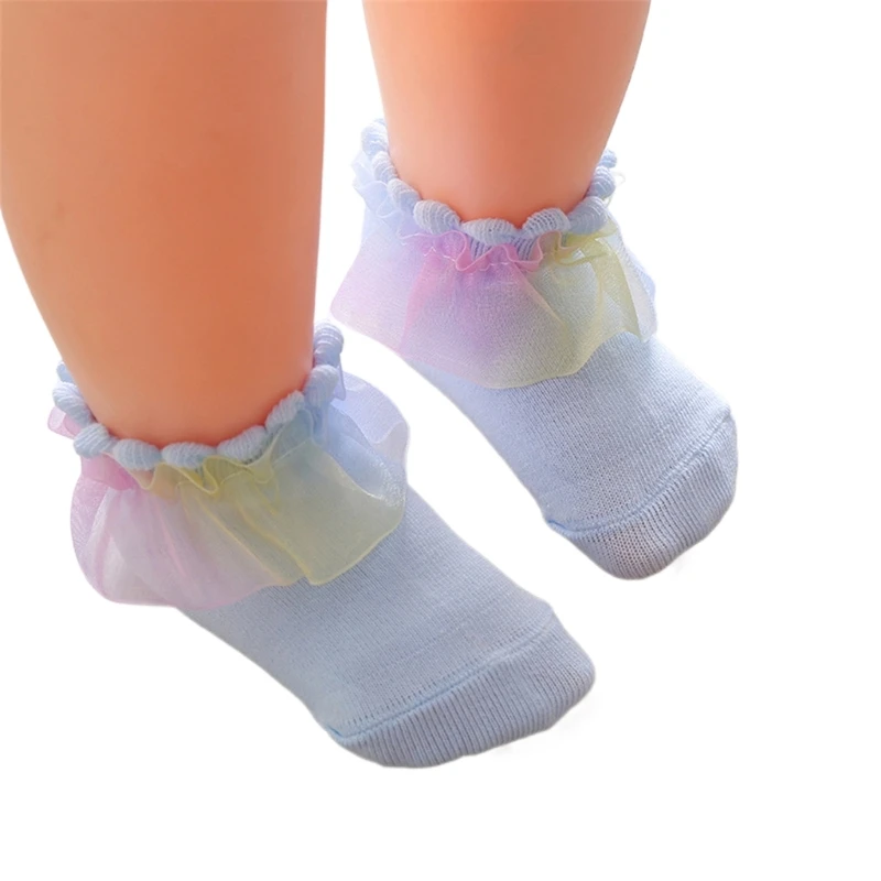 

AntiSlip Ankle Socks for Baby Girl Boys Ruffle Lace Trim Short Socks Combed Cotton Socks Infant Warm Socks for Spring