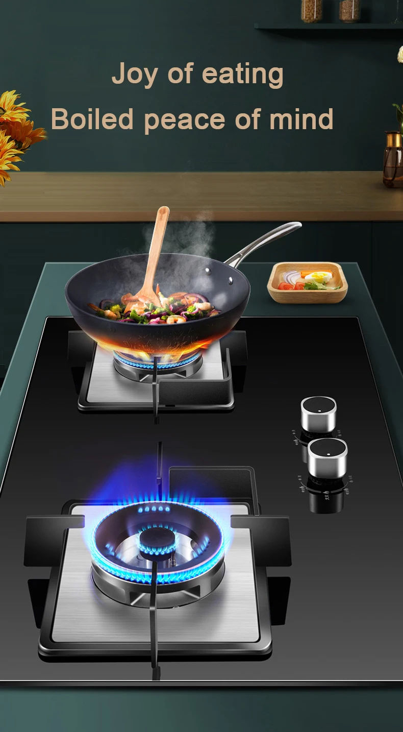 ダブルバーナー内蔵ガスコンロ - 家庭用キッチン向けセラミッククリスタルプレートクックトップ、高効率で安全機能付き
