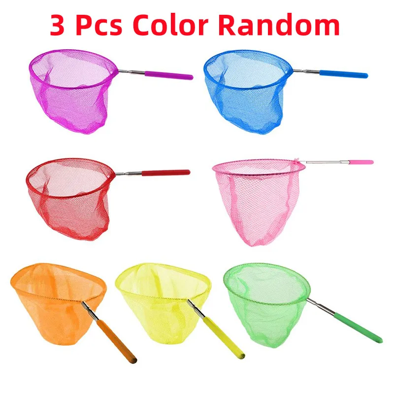 Rete da pesca all'aperto per bambini Girino in acciaio inossidabile che cattura rete da pesca Calzini giocattolo Secchio pieghevole per insetti da pesca retrattile