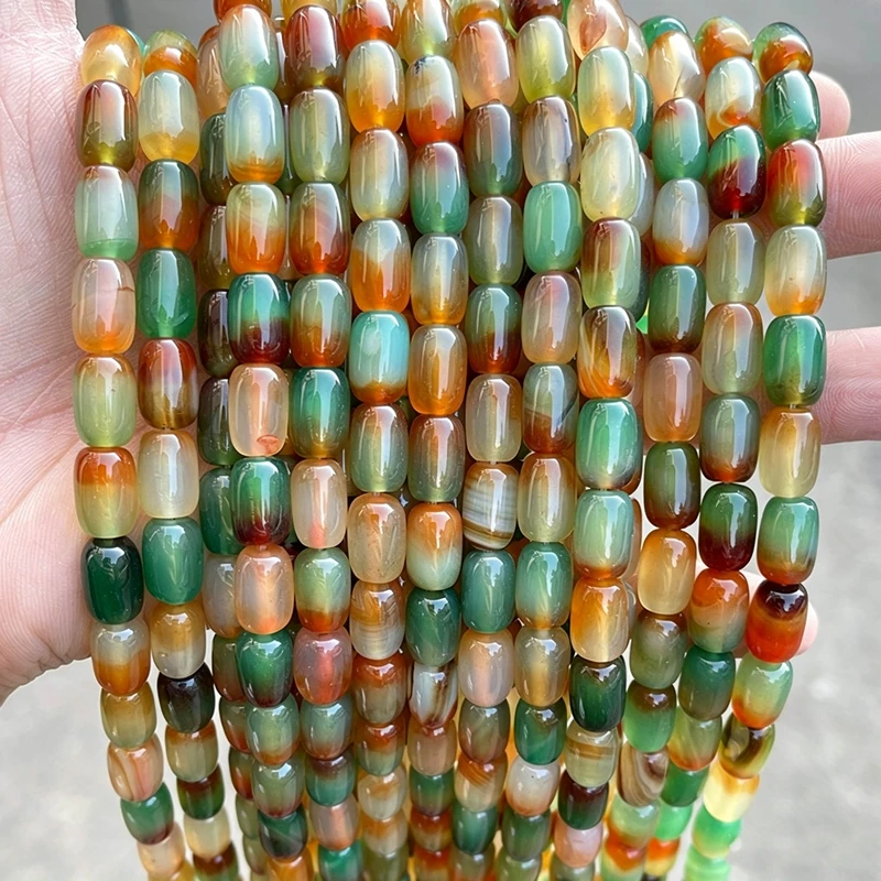Natürliche Pfauen-Achat-Perlen in Fassform, gestreifter Achat, glatte lose Spacer-Perlen für die Schmuckherstellung, DIY-Halsketten- und Armband-Accessoires – Detail 5