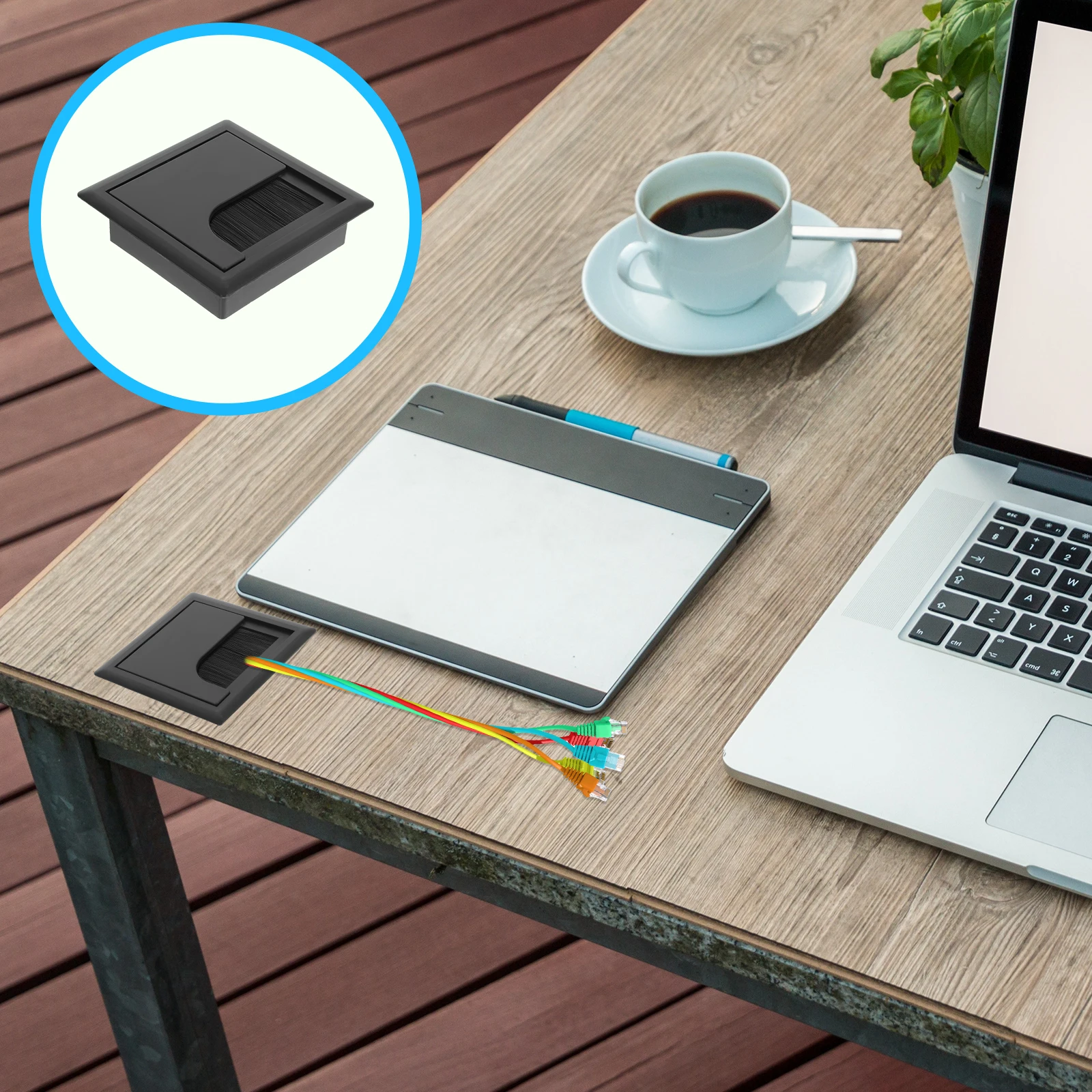 

4pcs Cable Grommets Square Shape Premium Plastic Wire Organizer For Office Pc Home Desk Grommet Cable Hole Cover Durable Easy