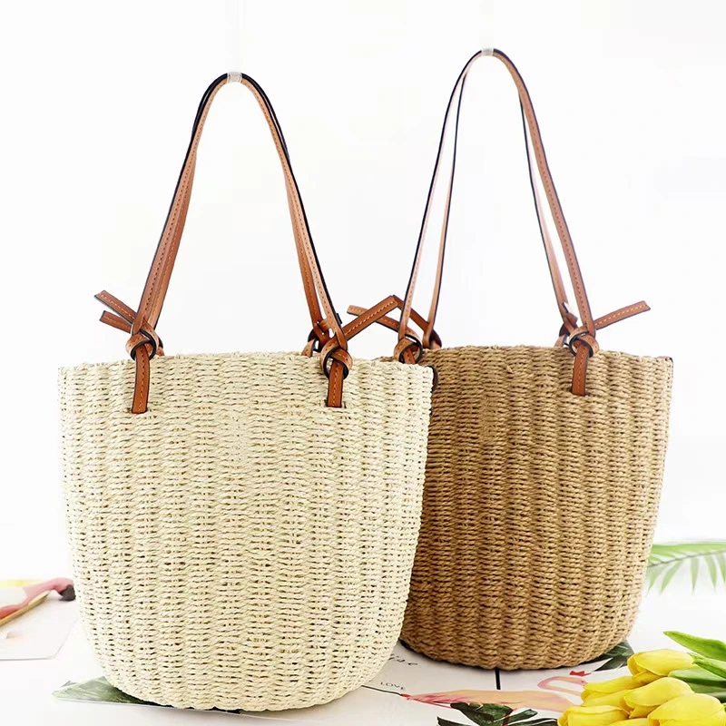 Fashion casual women's woven handbag Large capacity summer beach shoulder bag