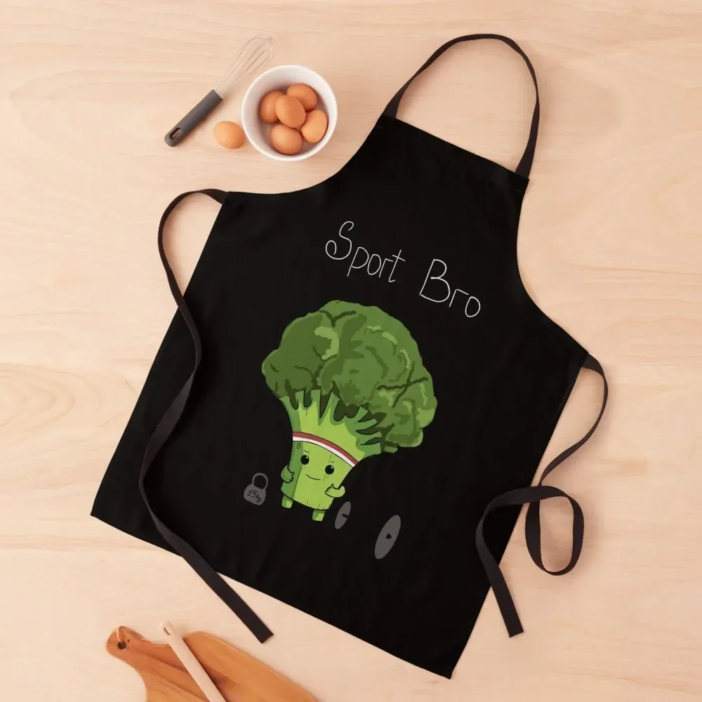 Sport Bro Little Cute Broccoli Apron Hairdresser kitchen clothes for men Women's Kitchens Accessories Apron