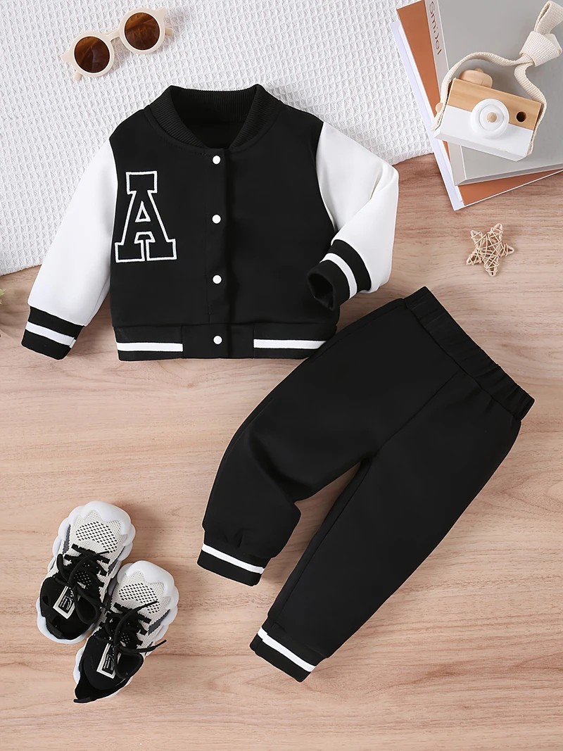 6 Months+3 Years Old Baby Boy Clothing Sets Spring Autumn Fashion Alphabet Coat + Pants 2Pcs Toddler Boys Suits New Kids Clothes