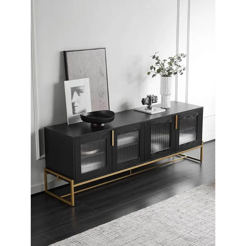 

Nordic modern simple style black oak solid wood TV cabinet household living room light luxury TV cabinet high floor cabinet