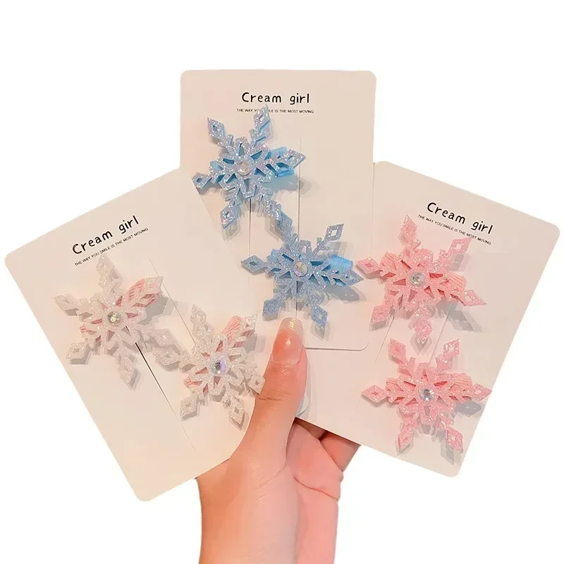 Snowflake Hair Side Clips Sweet Cue Lovely Girls Hairpins Children Princess Headwear Hairgrips Hair Clip Styling Tools Barrettes