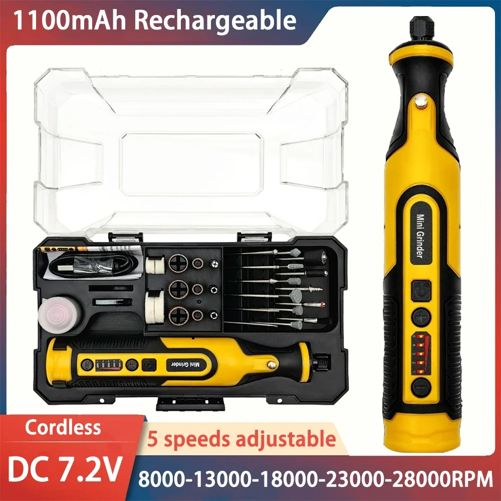

Wireless 7.2V Rotary Tool Mini Engraver Grinder Cordless Electric Drill Set for DIY Polishing Drilling Cutting Grinding Machine