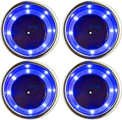 4Pcs Stainless Steel Cup Holder LED Cup Drink Holder Embedded Bottle Holder with Drain for Marine Boat Accessories Yacht Sofa