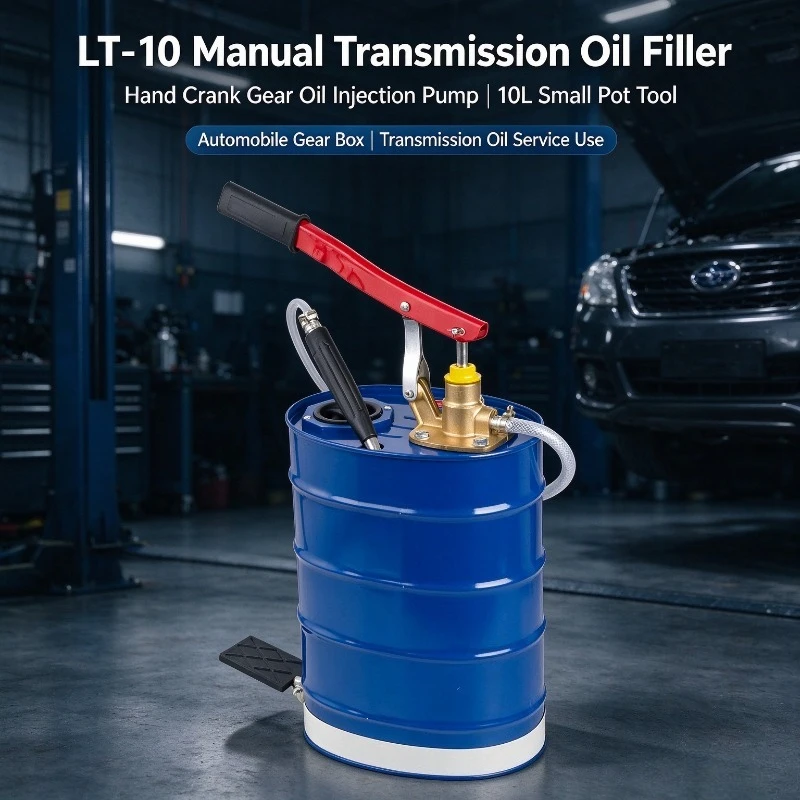 LT-10 Manual Transmission Oil Filler, Hand Crank Gear Oil Injection Pump, 10L Small Pot Tool for Automobile Gear Box Use