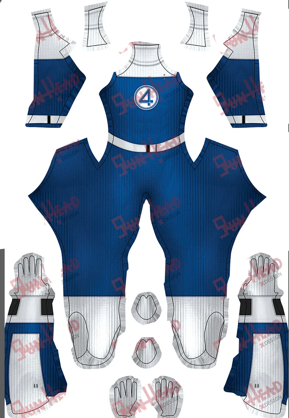 Mr Fantastic Cosplay Costumes Fantastic Four Superhero Zentai Halloween Bodysuit Adults  Party Jumpsuit