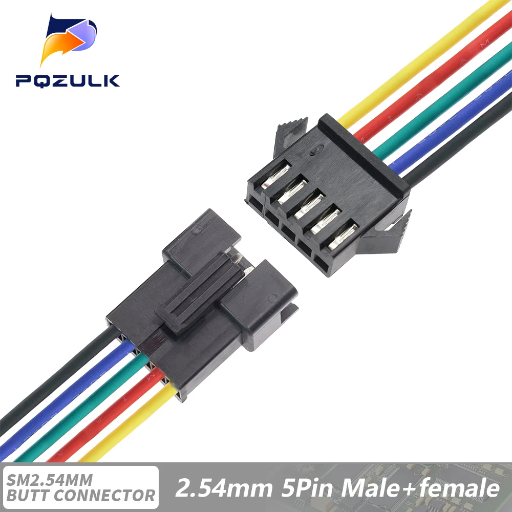10PCS JST SM 2/3/4/5/6Pins 2,54 MM Stecker Männlichen zu Weiblichen Draht stecker kabel zopf Stecker LED Anschluss linie 20cm Lang