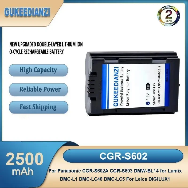

CGR-S602 2500mAh Camera Battery For Panasonic CGR-S602A CGR-S603 DMW-BL14 for Lumix DMC-L1 DMC-LC40 DMC-LC5 For Leica DIGILUX1