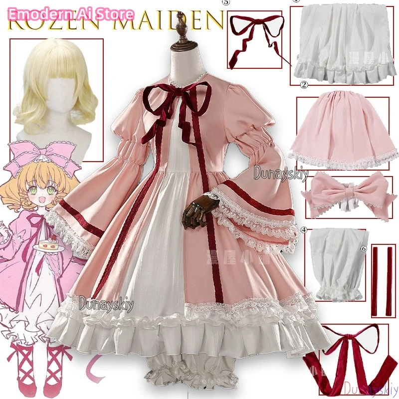 

Rozen Maiden Strawberry Косплей 코스프레 Полный комплект аниме наряд Хииaichigo аниме косплей Хэллоуин милое розовое платье Лолиты милое ﻿
