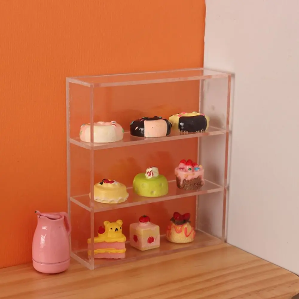 Transparent Dollhouse Storage Shelf Storage Rack Acrylic Miniature Cupboard Rack Furniture Empty Doll Display Cabinet