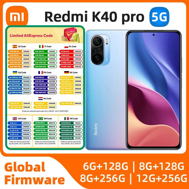 샤오미 redmi k40 프로 안드로이드 5G 잠금 해제 6.67 인치, 12GB RAM, 256GB ROM, 모든 색상, 좋은 상태, 정품 중고 전화 