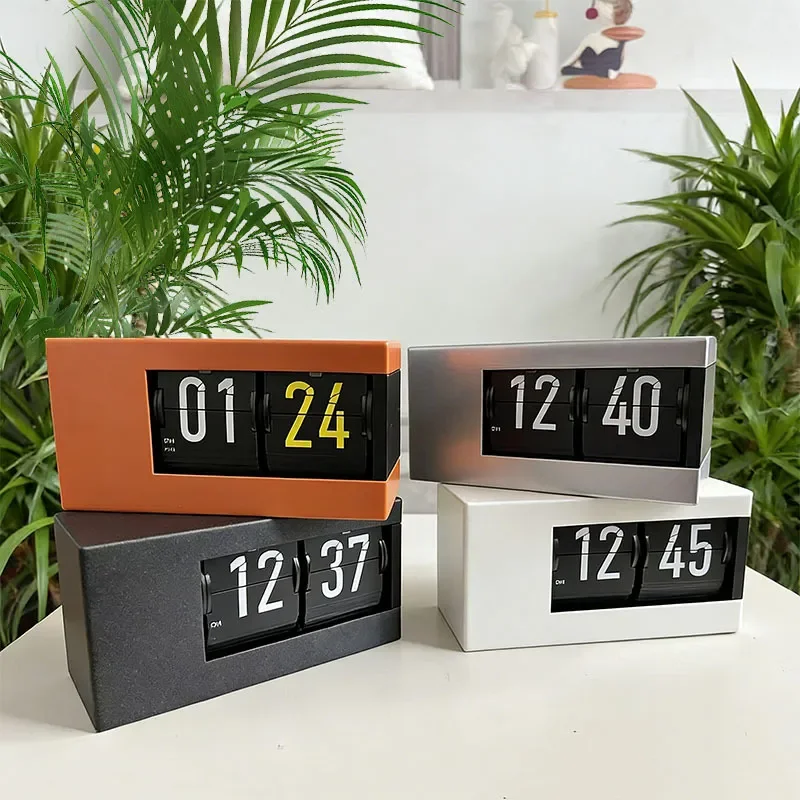 Creative Automatic Page Turning Clock Desktop Smart Calendar Display Rechargeable Digital Timepiece Modern Home Office Decor