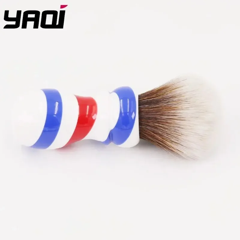 YAQI Vintage Mature 24MM New Barber Pole Style Brown Synthetic Knot Shaving Brush For Mens Cleaning Durability Wet Shaving Brush